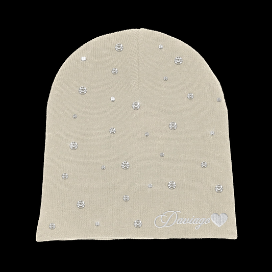 Cream Rhinestone Beanie
