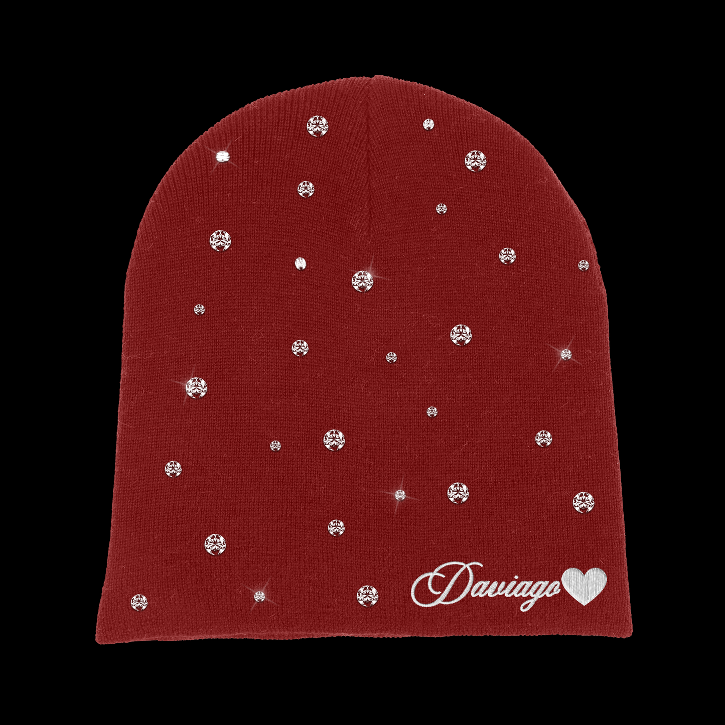 Red Daviago Rhinestone Beanie