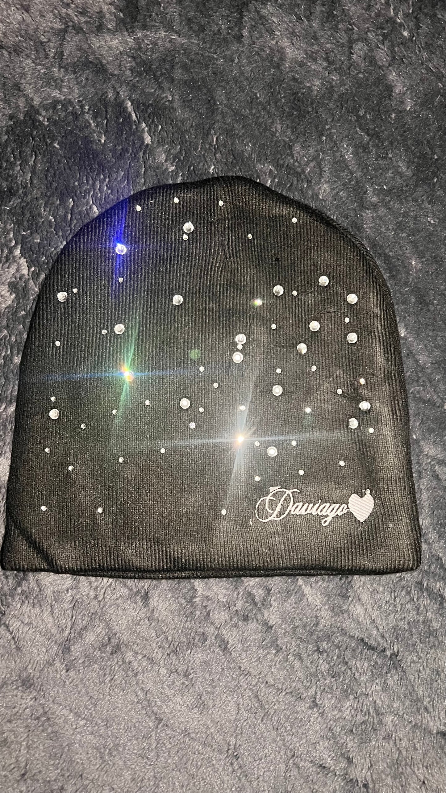 Black Daviago Rhinestone Beanie